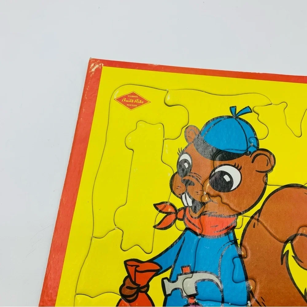 Vintage Built-Rite Animal Tray Puzzles – Set of 3 (Percy Panda, Sammy Squirrel)